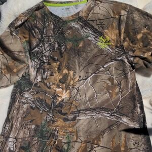 Realtree Men's Camo Short Sleeve Tee - Brown, Olive & Neon Yellow Accent